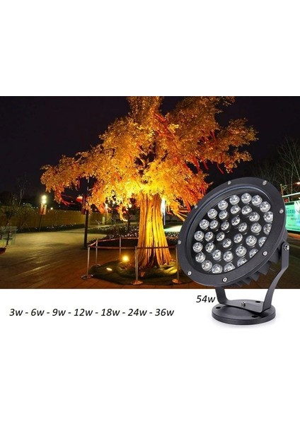 Bahçe LED Armatür Paslanmaz Dekoratif Dış Mekan Aydınlatma Lamba Spot Gösteri Soğuk Beyaz A-1307 36W 220V IP68