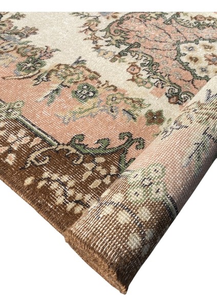 El Dokuma Vintage Eskitme Halı 122X208 Kahve Pembe Retro Halı fırsatları