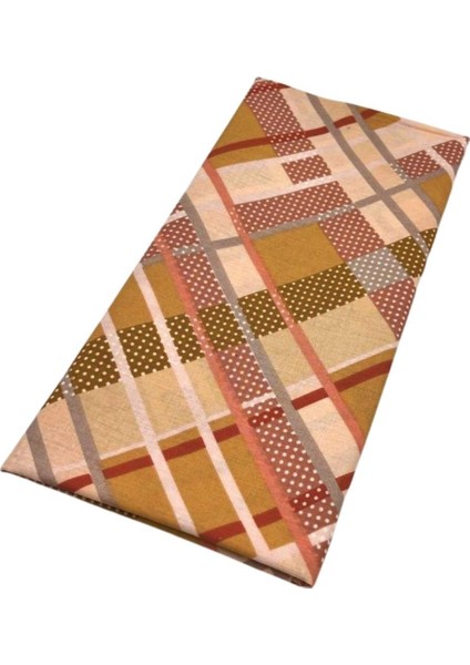 120X50 cm Pamuklu Astarlık Kumaş Pudra- Yeşil- Gri Ekose Desen