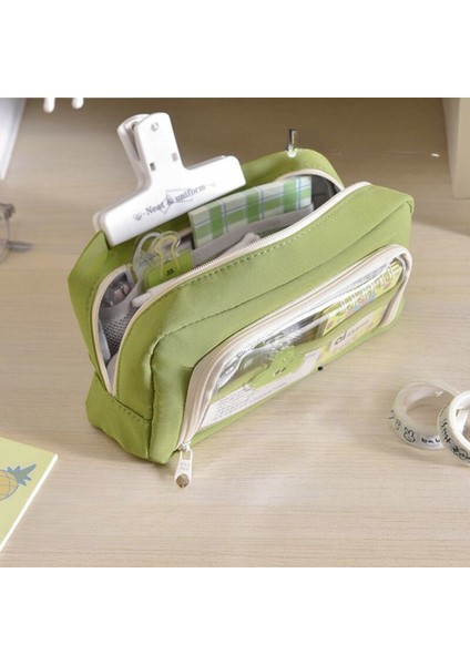 Yeni Stil Öğrenci Büyük Kapasiteli Şeffaf Çift Fermuarlı Kırtasiye Kalem Kutusu (Yurt Dışından) fırsatları