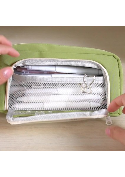 Yeni Stil Öğrenci Büyük Kapasiteli Şeffaf Çift Fermuarlı Kırtasiye Kalem Kutusu (Yurt Dışından) indirimleri