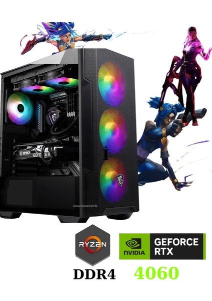 Tkden-V4 RYZEN5-5600 16GB Ddr4 512SSD RTX4060 8gb Oyuncu Masaüstü Bilgisayar