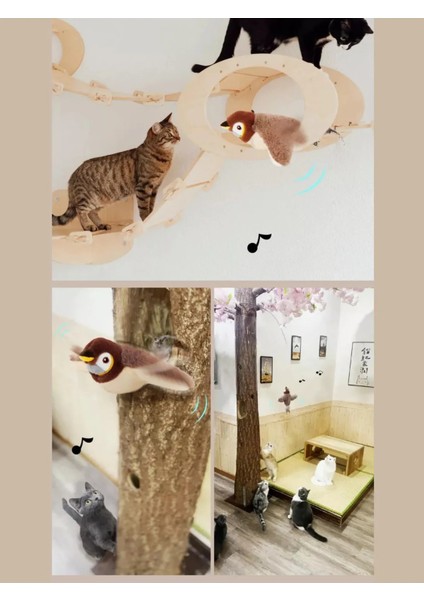 Kedi Oyuncakları Titreyen Peluş Oyuncak Uçan Kuş Oyuncak Trend Kedi Sesli Av Oyuncak Tüylü Kuş Oyuncak indirimleri