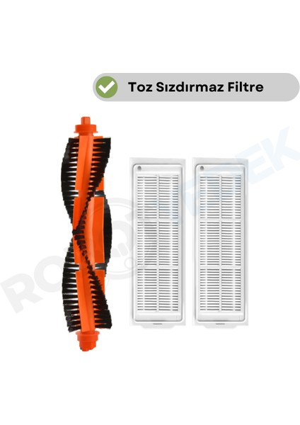 Xiaomi Mop Pro STYJ02YM (Siyah) Uyumlu Yedek Ana Fırça ve Hepa Filtre-3 Parça