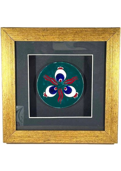 Yeşil Zemin Iznik Çini Çintemani Motifli Plaket