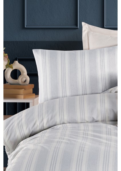 Sport Çizgili Nevresim Takımı Tek Kişilik Soft Line Gri