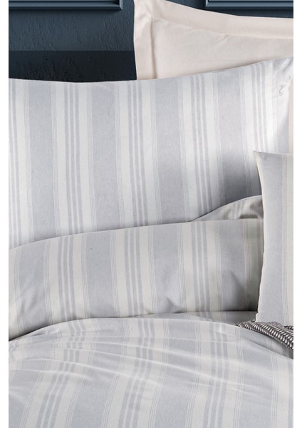 Sport Çizgili Nevresim Takımı Tek Kişilik Soft Line Gri