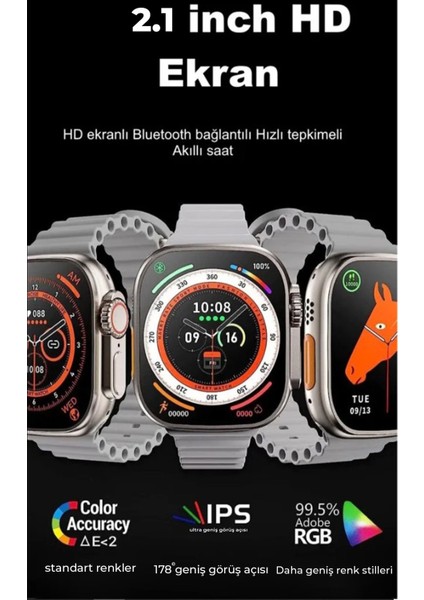 Ultra 8 2.1 Inç IPS Ekran Konuşma ve Nfc Özellikli Akıllı Saat - Siyah 11 fiyatları
