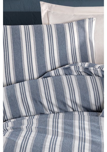 Sport Çizgili Nevresim Takımı Tek Kişilik Soft Line Lacivert