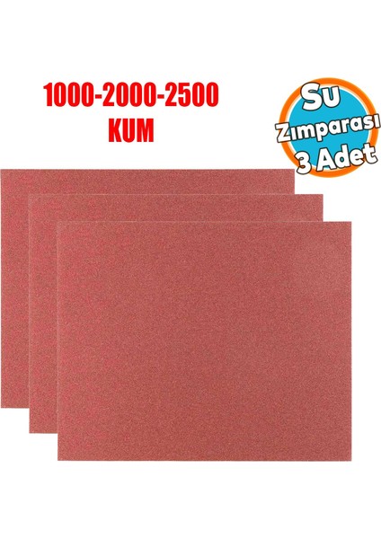 Araç Otomotiv Far Temizleme Parlatma İnce Kalın Su Zımpara Seti Kağıt 1000-2000-2500 Kum (3 Adet)