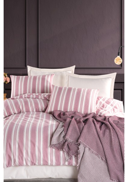 Sport Çizgili Nevresim Takımı Çift Kişilik Soft Line Bordo modelleri