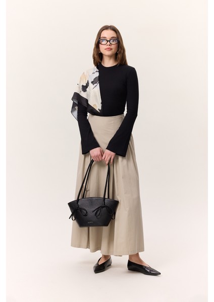 Büzgülü Gabardin Etek Kırmızı modelleri