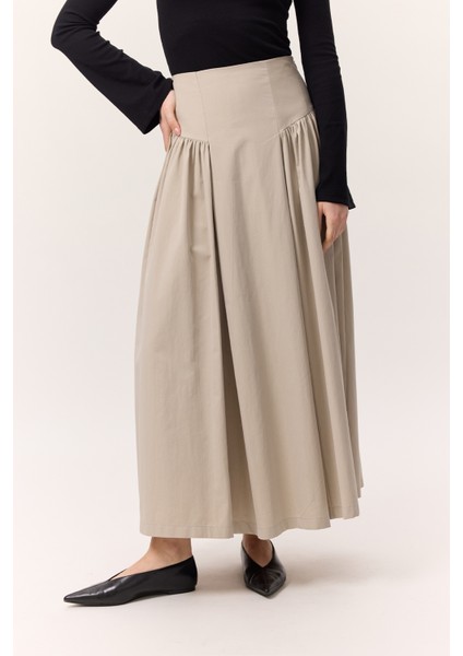 Büzgülü Gabardin Etek Kırmızı fırsatları