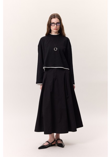 Cep Detaylı Geniş Etek Siyah fırsatları