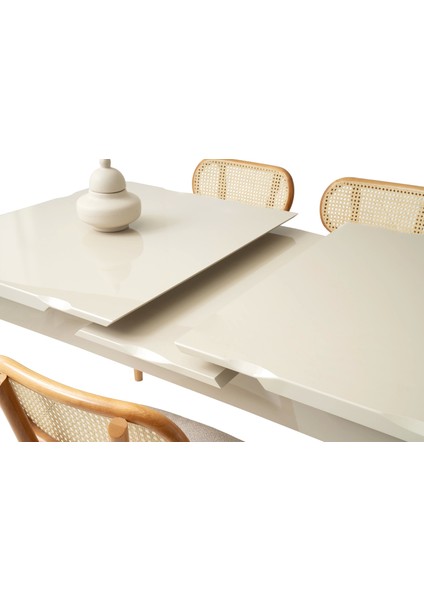 Kelebek Ortadan Açılır Büyüyen Yemek Masası Krem 90 x 160 cm modelleri