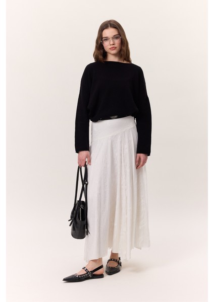 Dantelli Geniş Etek Ekru fırsatları