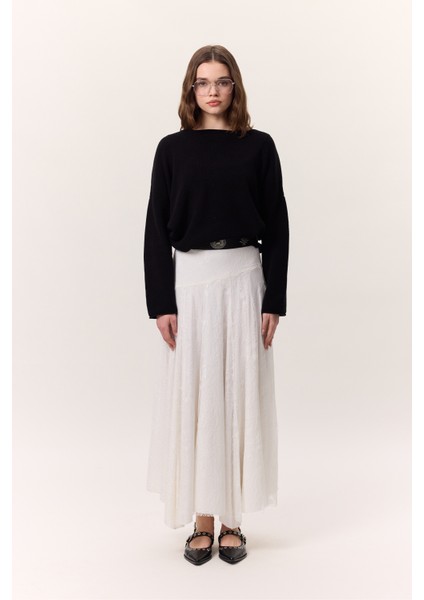 Dantelli Geniş Etek Ekru indirimleri