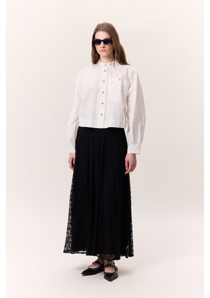 Dantel Piliseli Etek Ekru modelleri