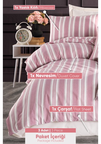 Sport Çizgili Nevresim Takımı Tek Kişilik Soft Line Bordo