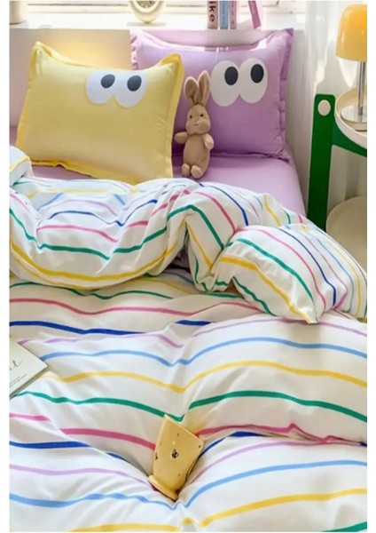 Kolay Ütülenir Nevresim Takımı Tek Kişilik Funny Sarı