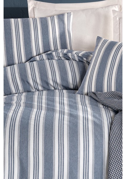 Sport Çizgili Nevresim Takımı Çift Kişilik Soft Line Lacivert