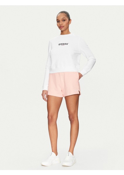 Guess Kadın Pembe Nakışlı Jean Şort