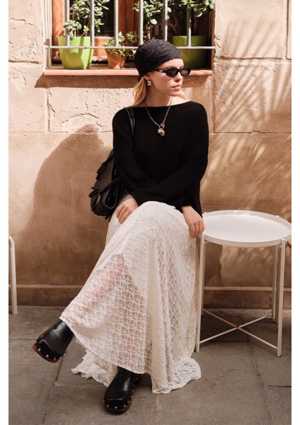 Dantel Piliseli Etek Ekru fiyatları