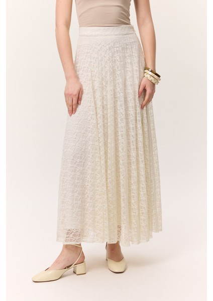 Dantel Piliseli Etek Ekru fırsatları