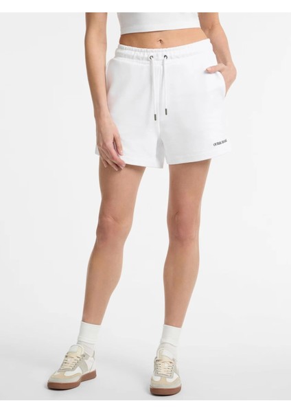 Guess Kadın Beyaz Nakışlı Jean Şort