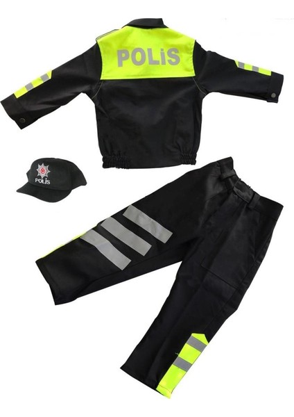 Kız&erkek Çocuk Polis Kıyafeti (Şapka, Gömlek, Pantolon Takımı) Yeni Model