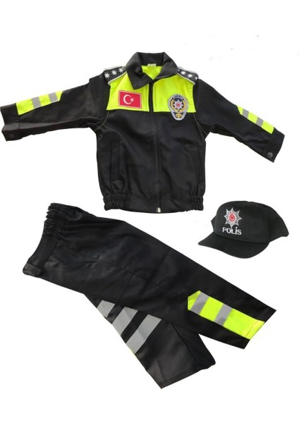 Kız&erkek Çocuk Polis Kıyafeti (Şapka, Gömlek, Pantolon Takımı) Yeni Model