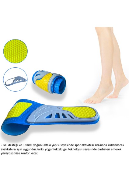 - GC11 - Sport Gel | Spor Ayakkabı ve Aktiviteler Için Ark Destekli Ortopedik Yumuşak Jel Iç Tabanlık indirimleri