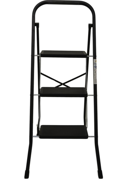 3 Basamaklı Metal Merdiven Hardy Siyah (1.30 Metre)
