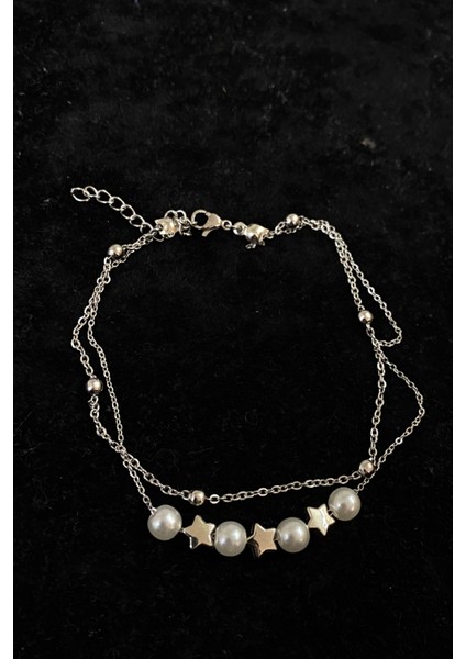 Gümüş Renk Inci Yıldız Model Top ve Sf Zincir Çelik Halhal - 3276 fiyatları