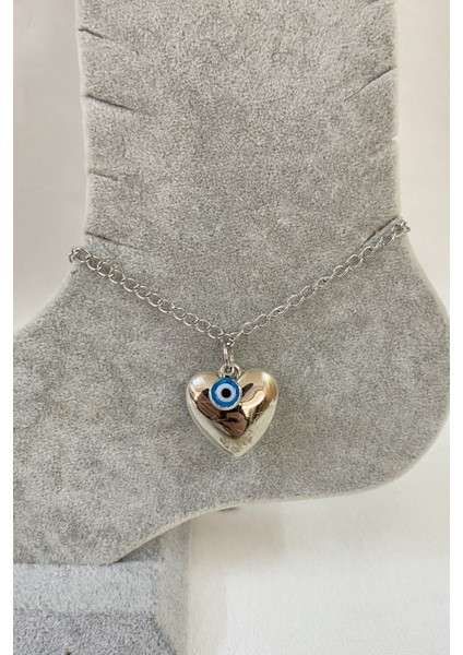 Gümüş Renk Kalp Nazar Uzatma Zincir Çelik Halhal - 3225 fiyatları