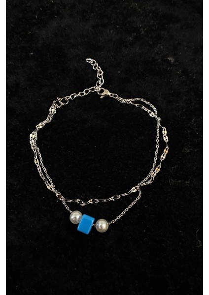 Gümüş Renk Inci Bodrum Model Singapur ve Sf Zincir Çelik Halhal - 3274 modelleri