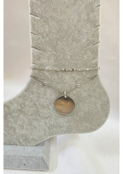 Gümüş Renk Pul Model Singapur ve Top Zincir Çelik Halhal - 3268 fiyatları