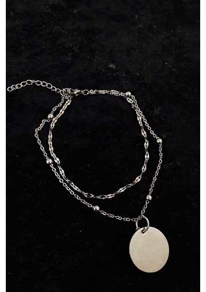 Gümüş Renk Pul Model Singapur ve Top Zincir Çelik Halhal - 3268 modelleri