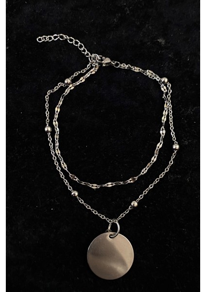 Gümüş Renk Pul Model Singapur ve Top Zincir Çelik Halhal - 3268 fırsatları