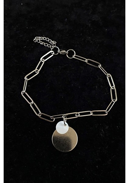 Gümüş Renk Iki Pullu Model Ataç Zincir Çelik Halhal - 3244 fırsatları