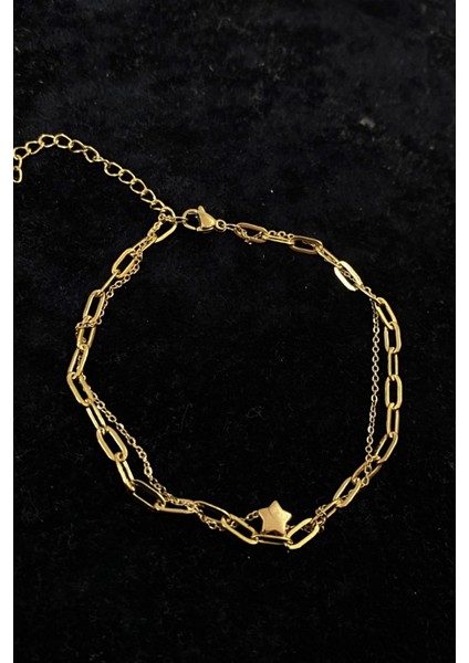 Altın Renk Yıldız Model Esme ve Sf Zincir Çelik Halhal - 3279 fiyatları