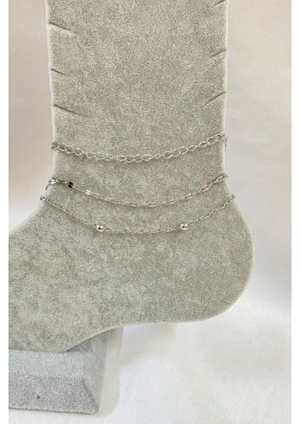 Gümüş Renk Uzatma Singapur Top Zincir Çelik Halhal - 3275 fiyatları