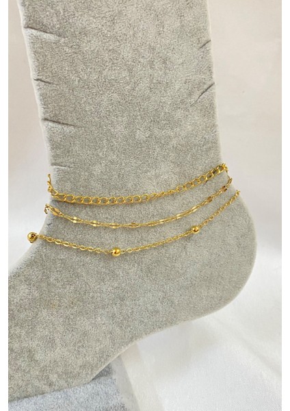 Altın Renk Uzatma Singapur Top Zincir Çelik Halhal - 3273