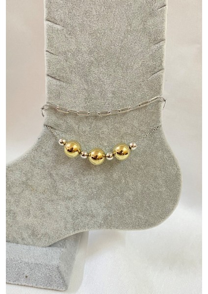 Gümüş Renk Küre Model Ezme ve Top Zincir Çelik Halhal - 3283 fiyatları