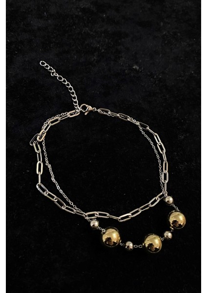 Gümüş Renk Küre Model Ezme ve Top Zincir Çelik Halhal - 3283 modelleri