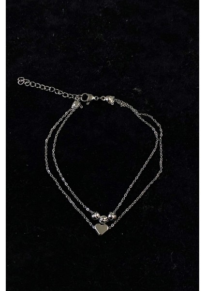 Gümüş Renk Dorika Kalp Model Sf Zincir Çelik Halhal - 3263 fırsatları