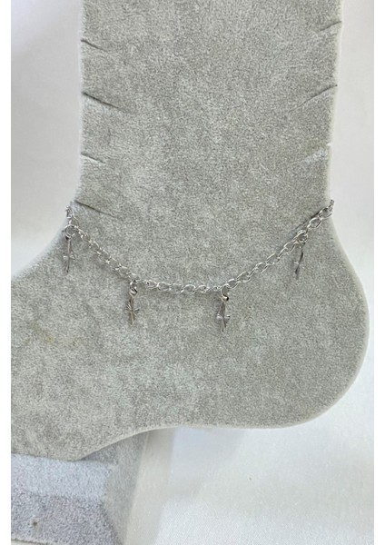 Gümüş Renk Şimşek Model Uzatma Zincir Çelik Halhal - 3257