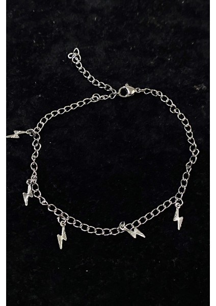 Gümüş Renk Şimşek Model Uzatma Zincir Çelik Halhal - 3257 fırsatları