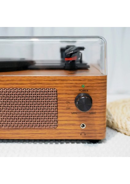 Klasik Görünümlü Pikap Hoparlörlü Vintage Ahşap Görünümlü Bluetooth Bağlantı 33 45 78 Dönüş Hızı Nostaljik Pikap R108 fiyatları