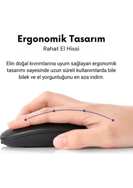 Şarj Edilebilir 600MAH Çift Modlu Kablosuz Mouse, Laptop, Tablet, Telefon, Tv Uyumlu Mouse Süper Sessiz